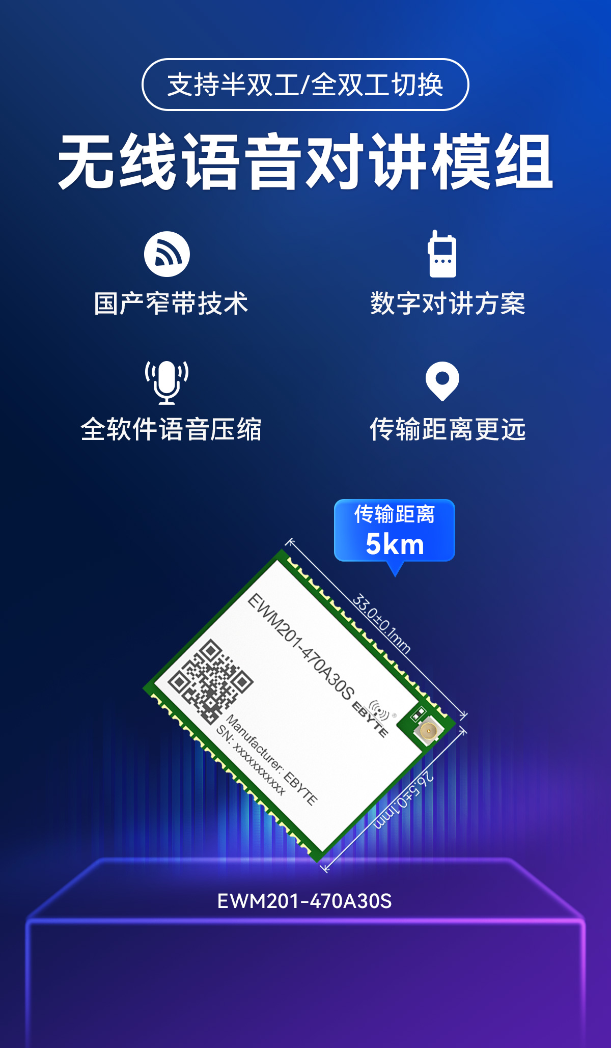 EWM201-470A30S 無(wú)線音頻對(duì)講模塊詳情 (1)