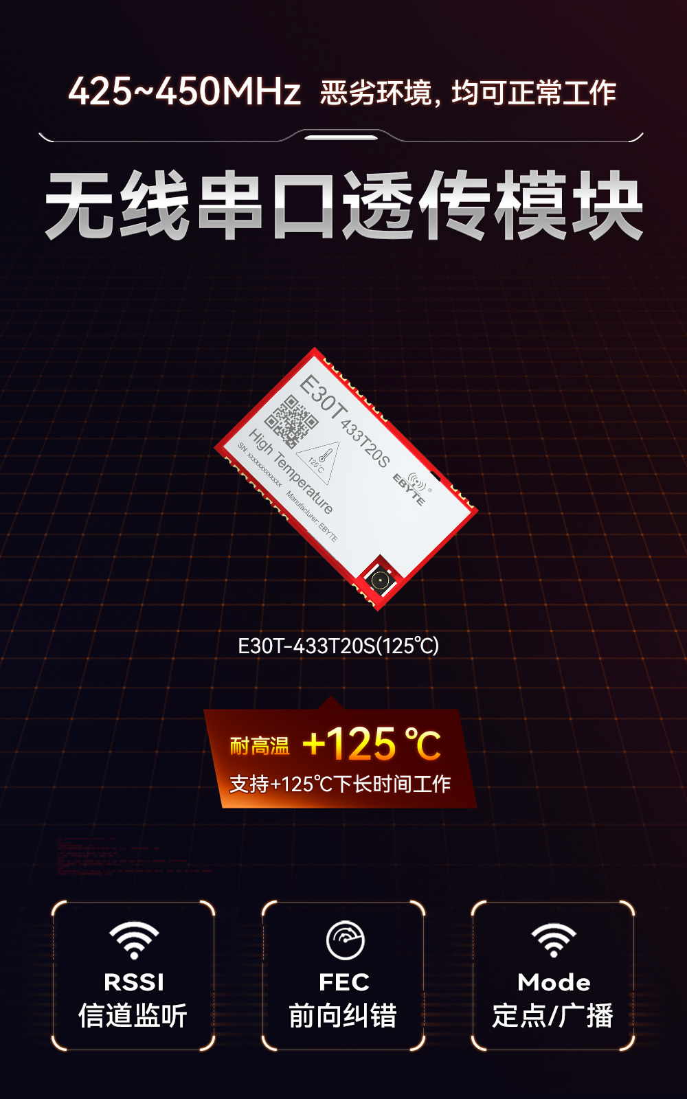 E30T-433T20S(125℃)耐高溫無線串口模塊詳情簡介 (1)