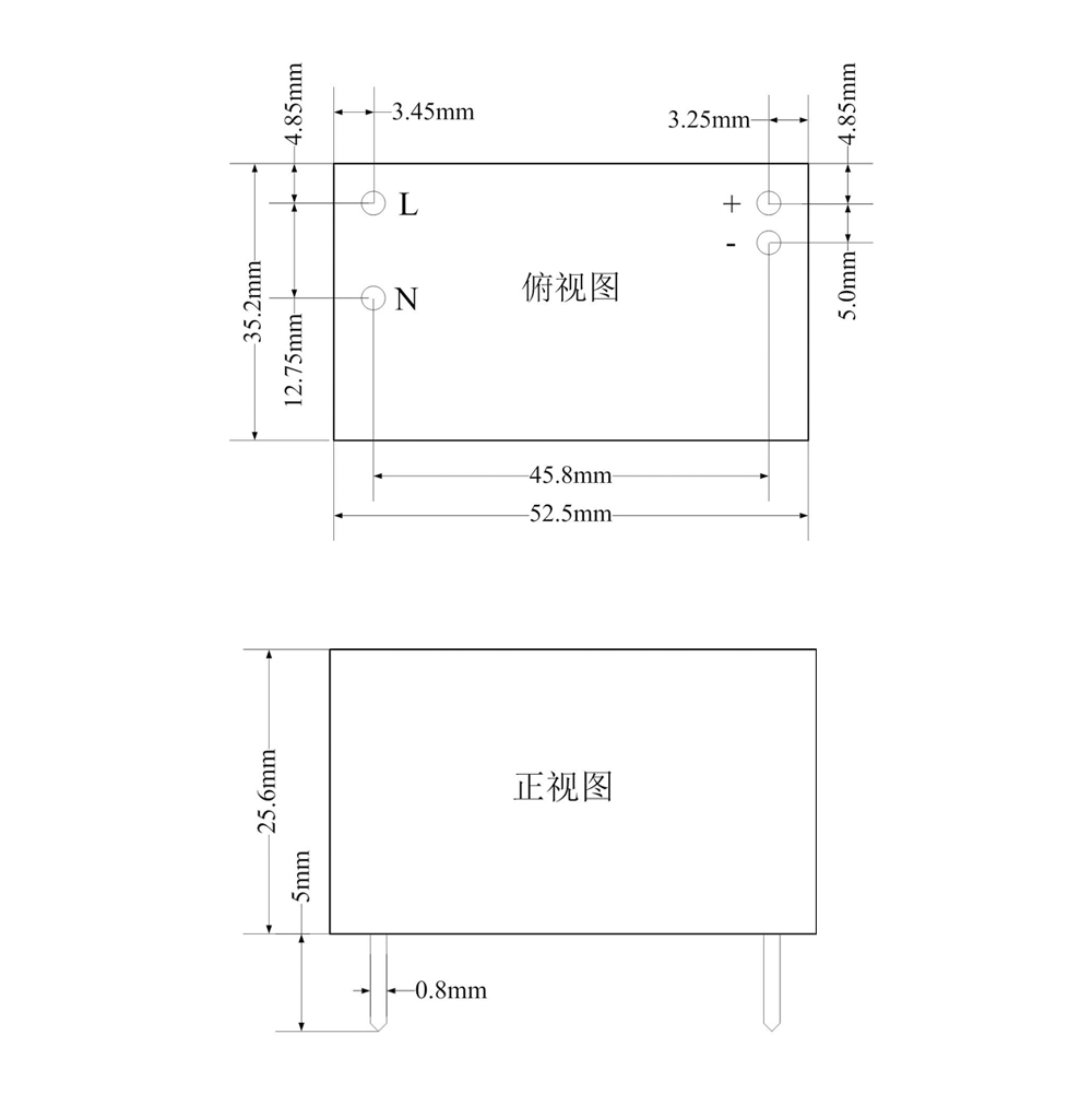 AM31-24W12V AC-DC降壓電源模塊尺寸圖