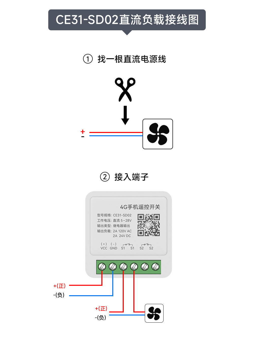 CE31-SD02 4G手機(jī) 遠(yuǎn)程控制 遙控開關(guān) 接線圖 (2)