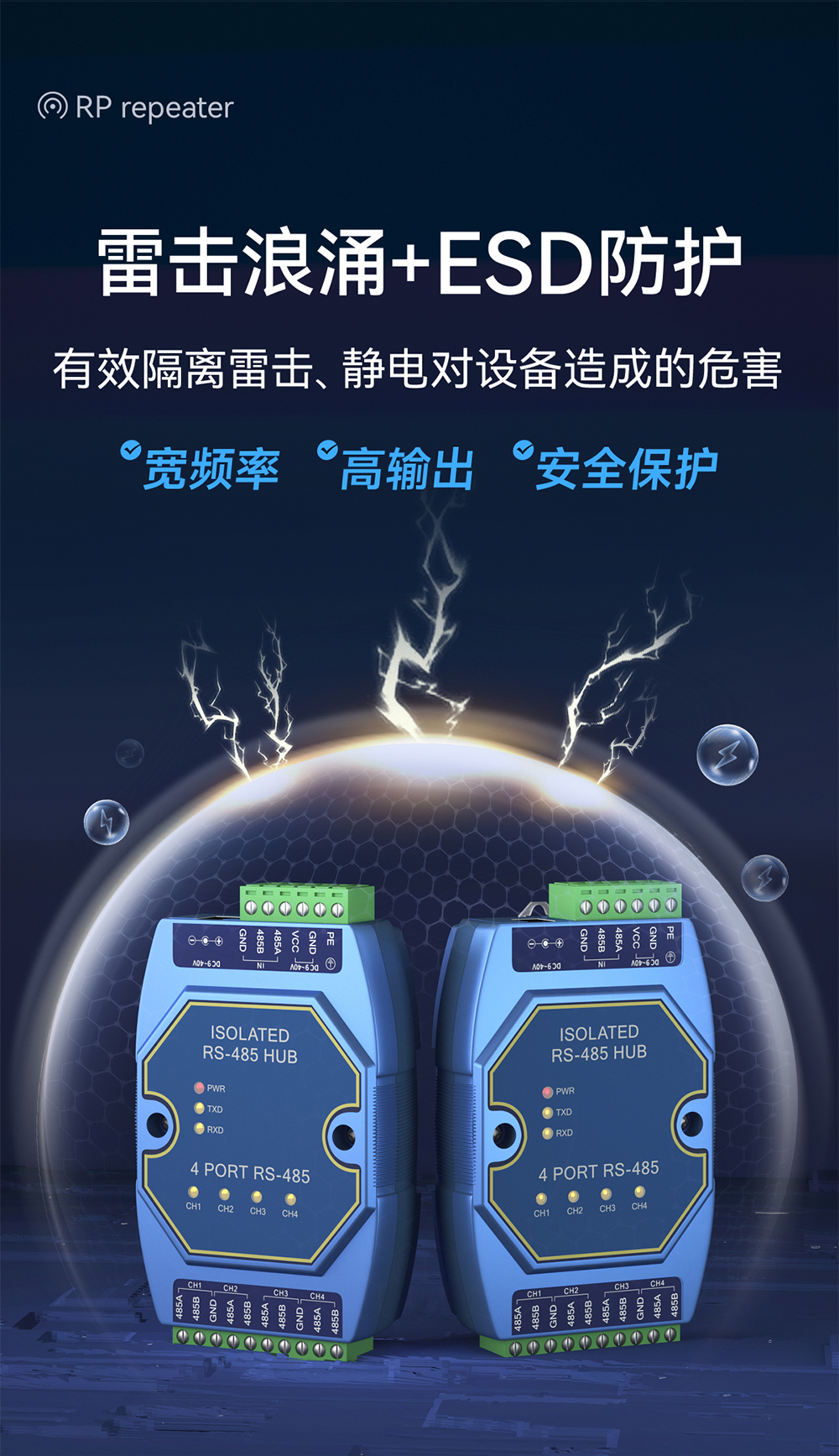 E810-R14 隔離型 RS485集線器 (5)