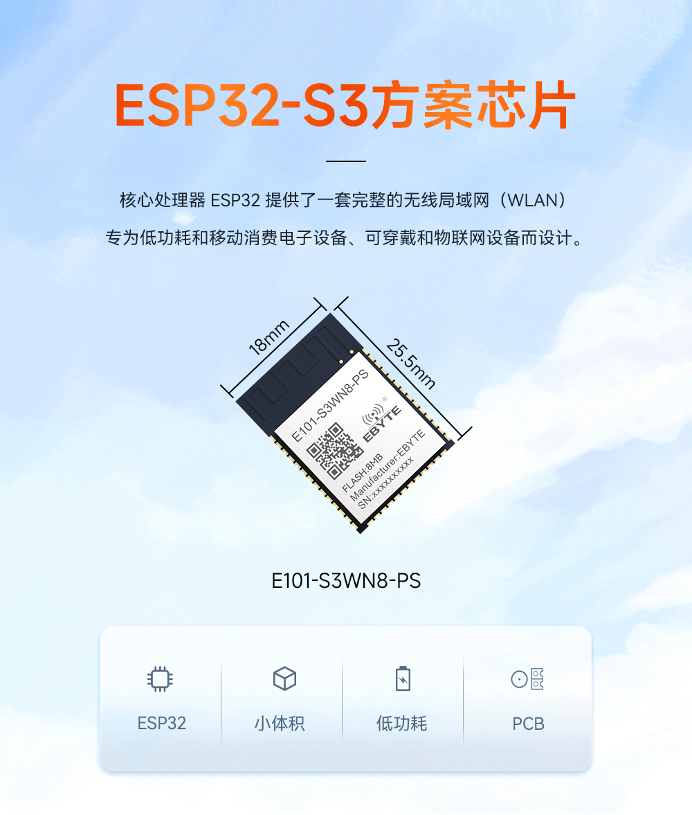 E101-S3WN8-PS 雙核藍牙WiFi模塊 01