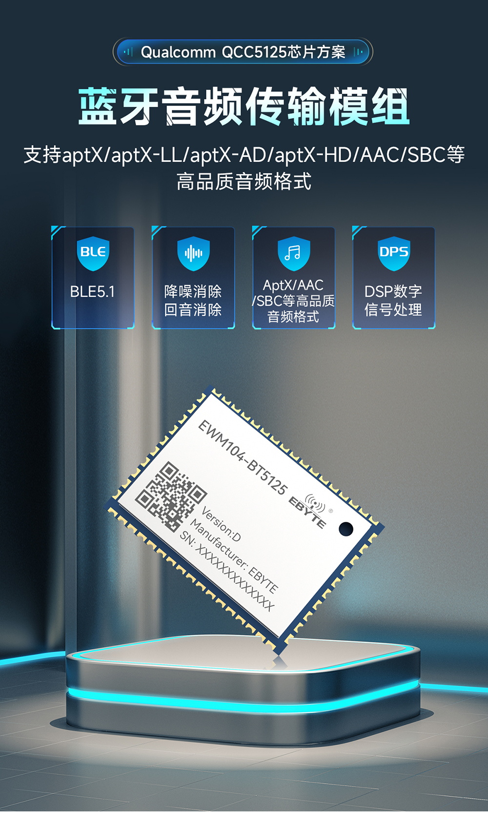 EWM104-BT5125(DAC) 藍(lán)牙音頻傳輸模塊  (1)