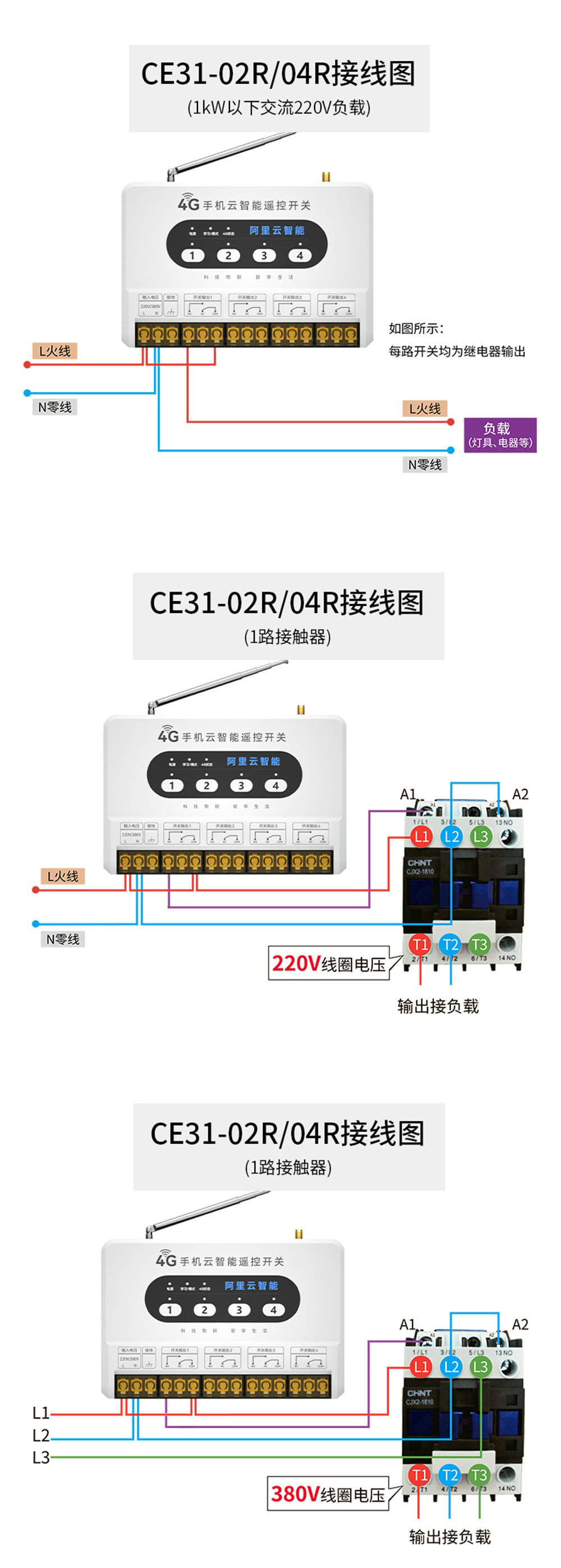 CE31-XXR 手機(jī)云智能遙控開關(guān)接線圖 (2)