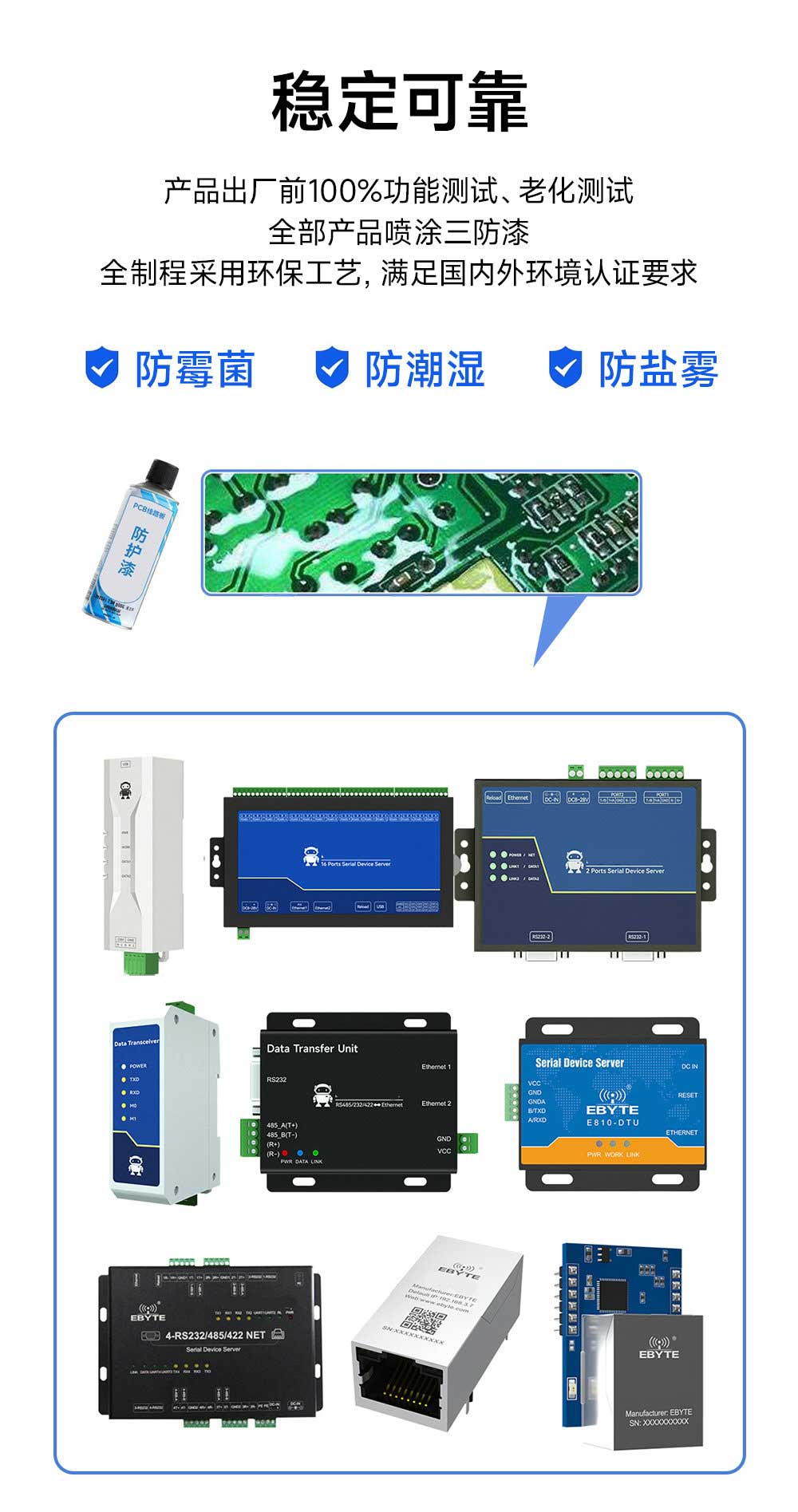 串口服務(wù)器噴涂防護(hù)漆