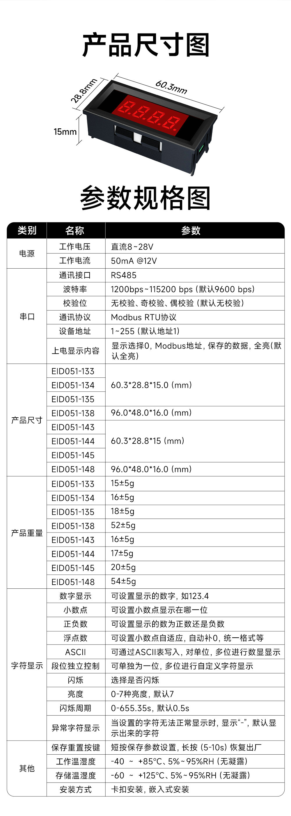 EID051-143系列RS485串口Modbus數(shù)碼管 (15)